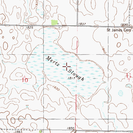 Topographic Map of Mertz Slough, ND