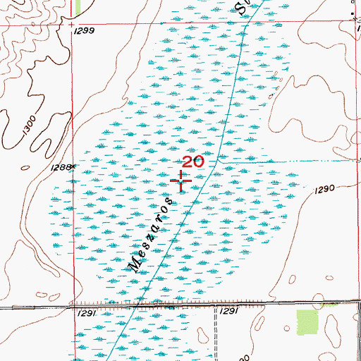 Topographic Map of Meszaros Slough, ND