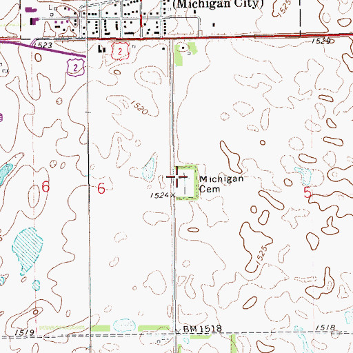 Topographic Map of Michigan Cemetery, ND