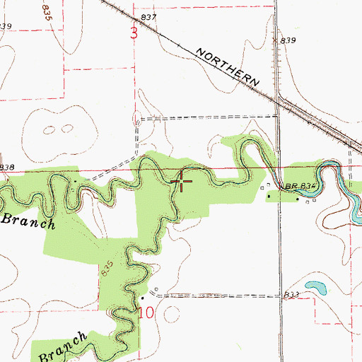 Topographic Map of Middle Branch Park River, ND