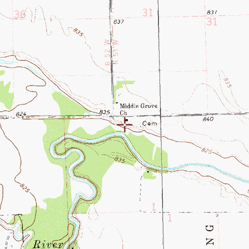 Topographic Map of Middle Grove Church, ND