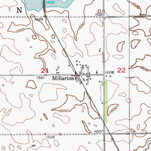 Topographic Map of Millarton, ND