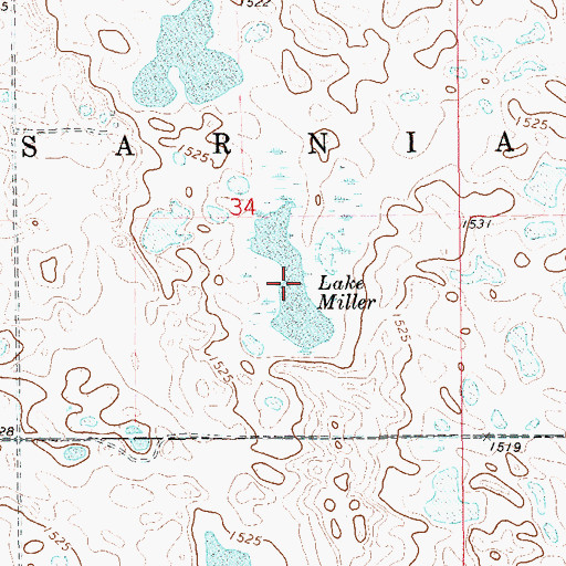 Topographic Map of Lake Miller, ND
