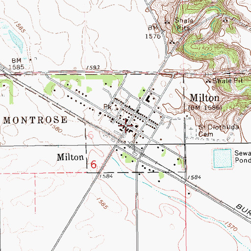 Topographic Map of Milton, ND