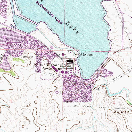 Topographic Map of Milton R Young Powerplant, ND