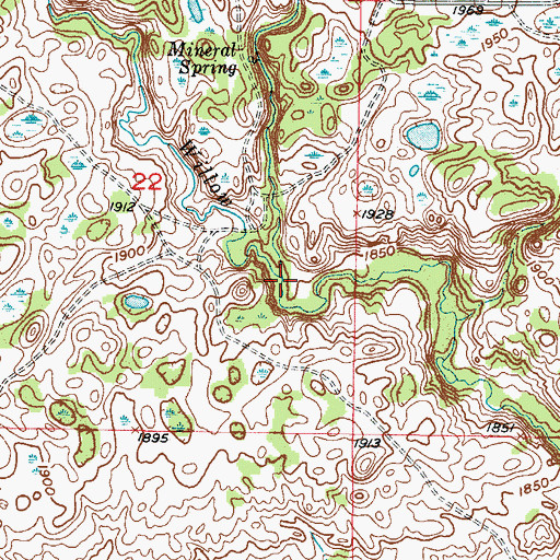 Topographic Map of Mineral Creek, ND