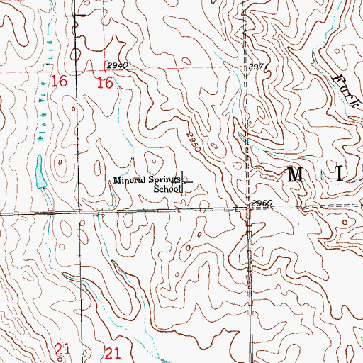 Topographic Map of Mineral Springs School, ND