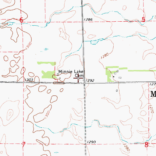 Topographic Map of Minnie Lake Cemetery, ND