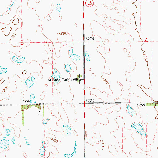 Topographic Map of Minnie Lake Church, ND