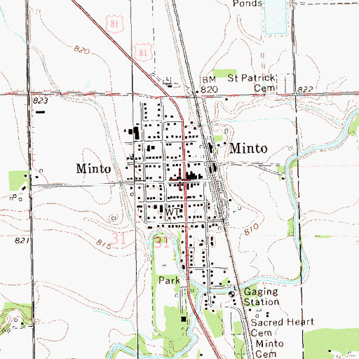Topographic Map of Minto, ND
