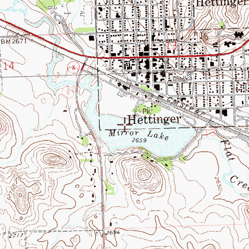 Topographic Map of Mirror Lake, ND