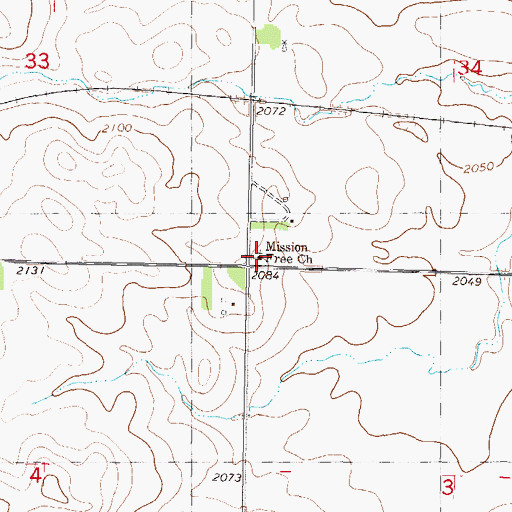 Topographic Map of Mission Free Church, ND