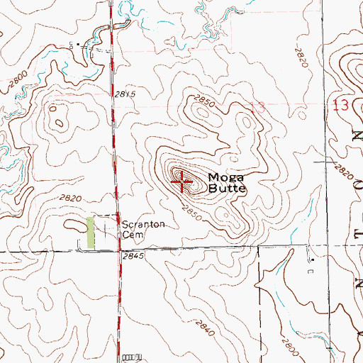 Topographic Map of Moga Butte, ND