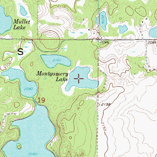 Topographic Map of Montgomery Lake, ND