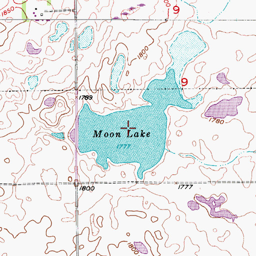 Topographic Map of Moon Lake, ND
