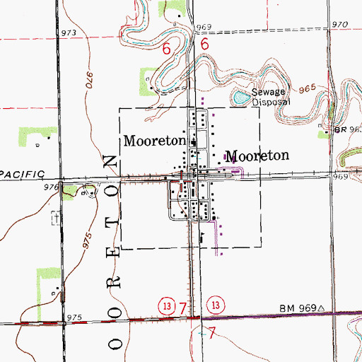 Topographic Map of Mooreton, ND