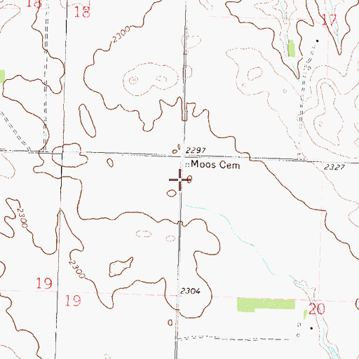 Topographic Map of Moos Cemetery, ND