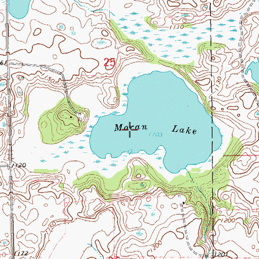 Topographic Map of Moran Lake, ND