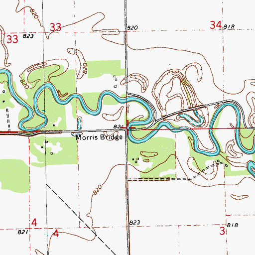 Topographic Map of Morris Bridge, ND