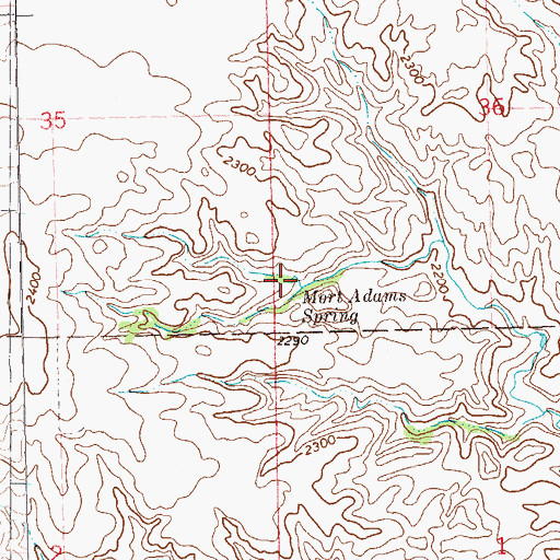 Topographic Map of Mort Adams Spring, ND
