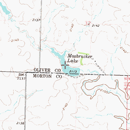 Topographic Map of Mosbrucker Lake, ND