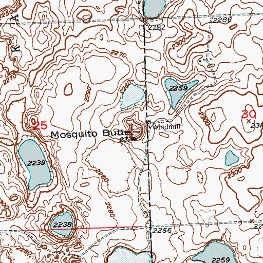 Topographic Map of Mosquito Butte, ND