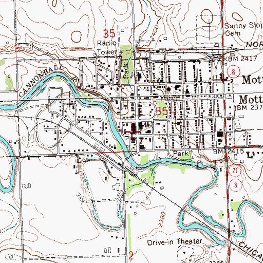 Topographic Map of Mott, ND