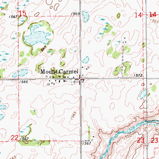 Topographic Map of Mount Carmel, ND