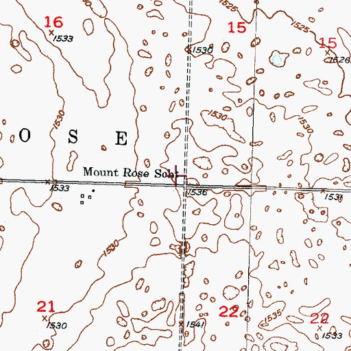 Topographic Map of Mount Rose School, ND