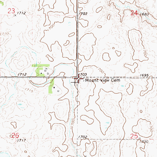 Topographic Map of Mount View Cemetery, ND
