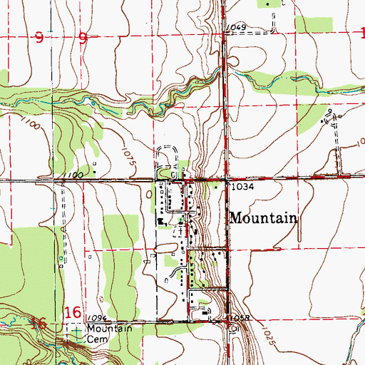 Topographic Map of Mountain, ND