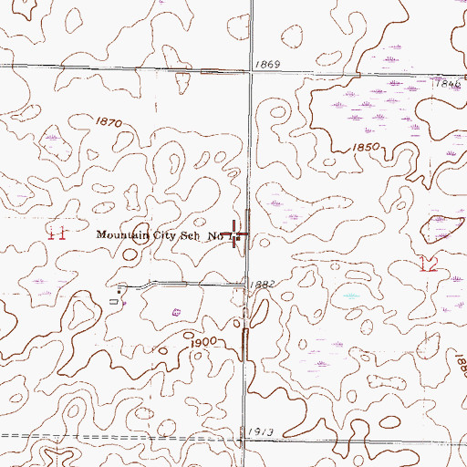 Topographic Map of Mountain City School Number 1, ND