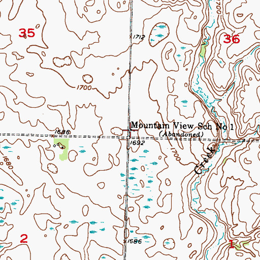 Topographic Map of Mountain View School Number 1, ND