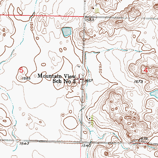 Topographic Map of Mountain View School Number 3, ND