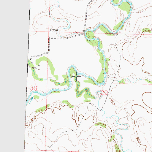 Topographic Map of Mud Creek, ND