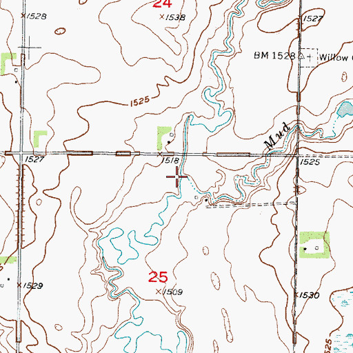 Topographic Map of Mud Creek, ND