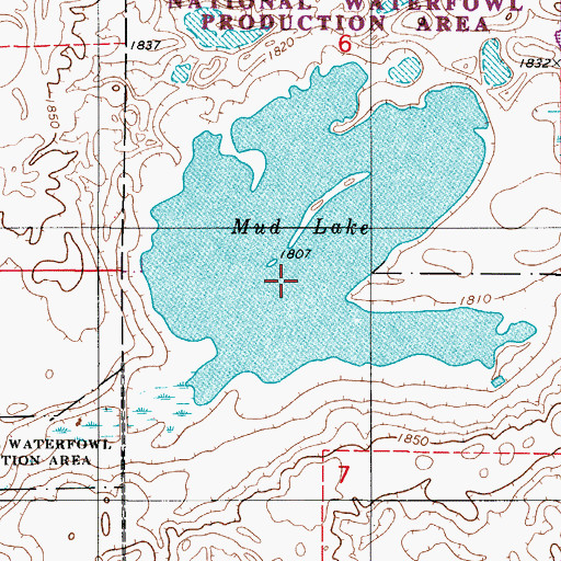 Topographic Map of Mud Lake, ND