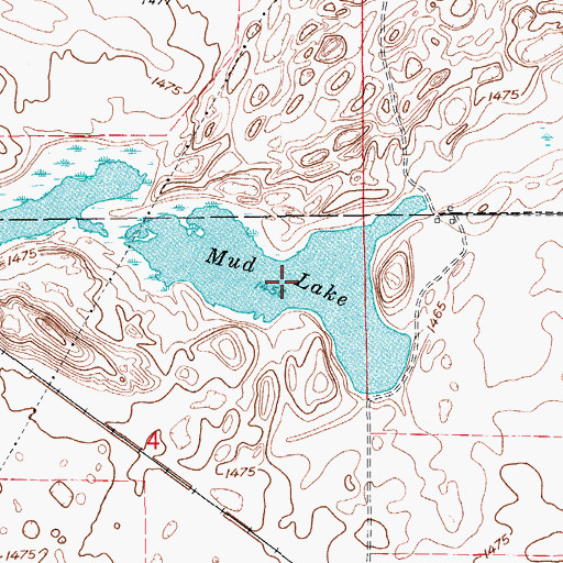 Topographic Map of Mud Lake, ND