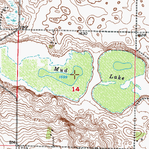 Topographic Map of Mud Lake, ND