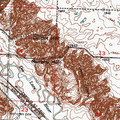 Topographic Map of Murphy Hill, ND