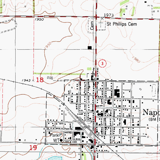 Topographic Map of Napoleon, ND