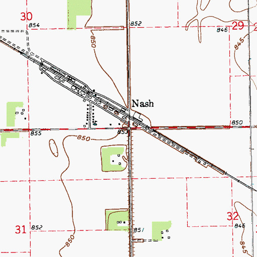Topographic Map of Nash, ND