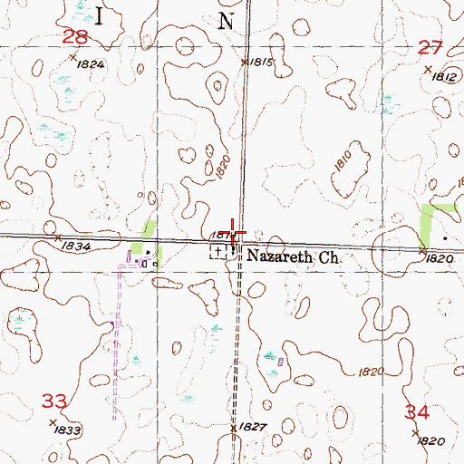 Topographic Map of Nazareth Church, ND