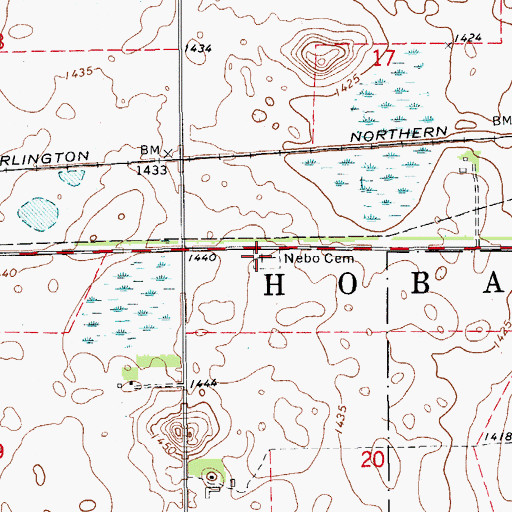 Topographic Map of Nebo Cemetery, ND