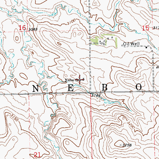 Topographic Map of Nebo School, ND