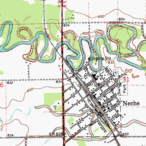 Topographic Map of Neche, ND