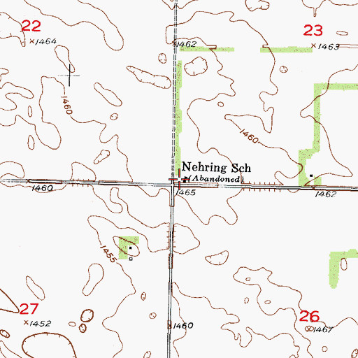 Topographic Map of Nehring School, ND