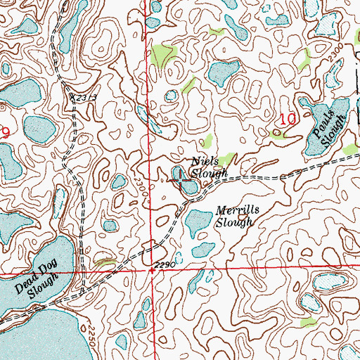 Topographic Map of Neils Slough, ND