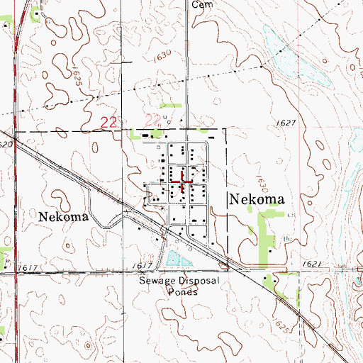Topographic Map of Nekoma, ND