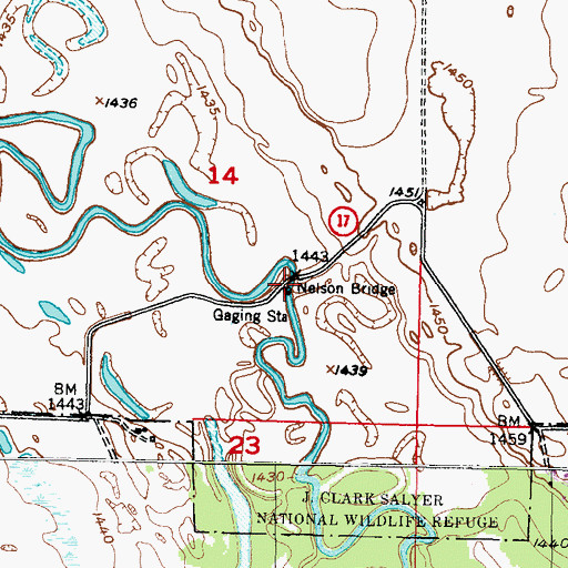 Topographic Map of Nelson Bridge, ND